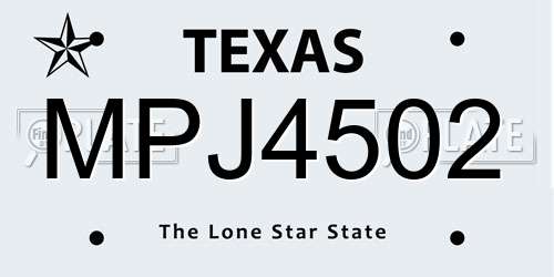 MPJ4502 Texas License Plate
