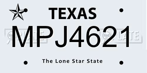 MPJ4621 Texas License Plate