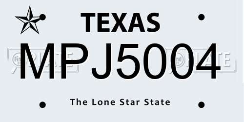 MPJ5004 Texas License Plate