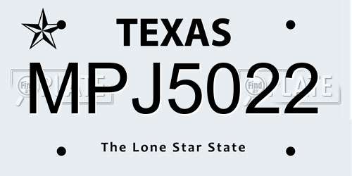 MPJ5022 Texas License Plate