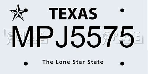 MPJ5575 Texas License Plate