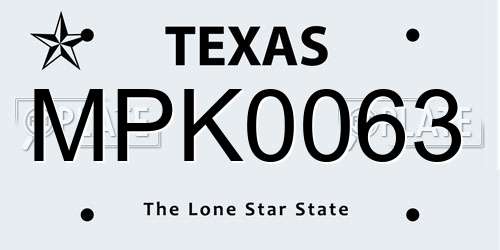 MPK0063 Texas License Plate