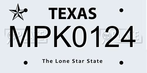 MPK0124 Texas License Plate