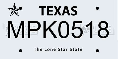 MPK0518 Texas License Plate