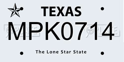 MPK0714 Texas License Plate