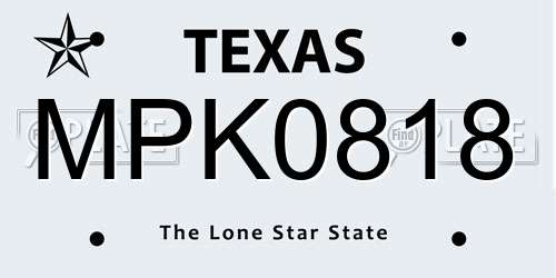 MPK0818 Texas License Plate