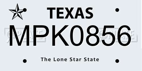 MPK0856 Texas License Plate