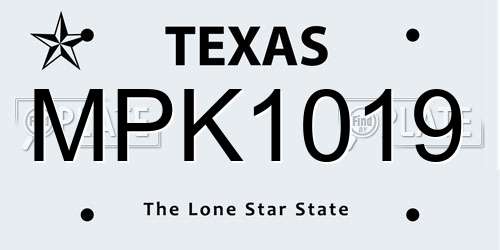 MPK1019 Texas License Plate