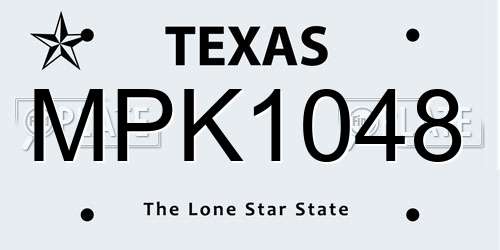 MPK1048 Texas License Plate