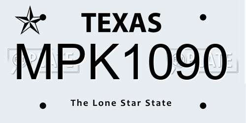 MPK1090 Texas License Plate