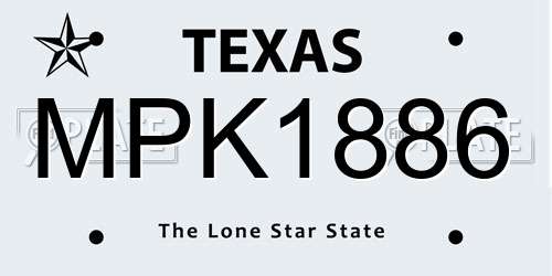 MPK1886 Texas License Plate