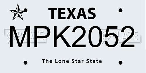 MPK2052 Texas License Plate