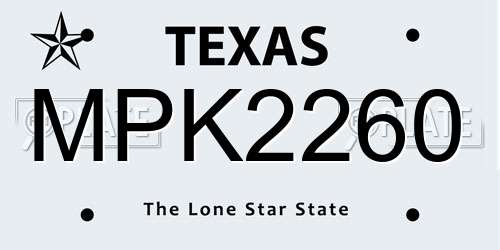 MPK2260 Texas License Plate