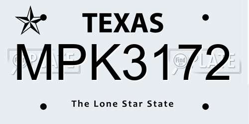 MPK3172 Texas License Plate