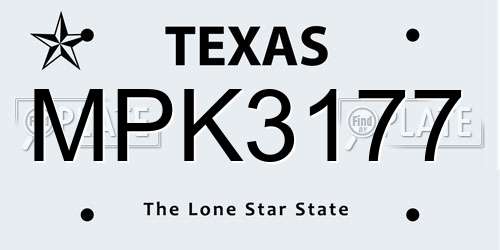 MPK3177 Texas License Plate
