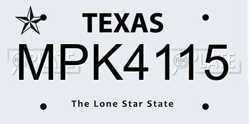 MPK4115 Texas License Plate