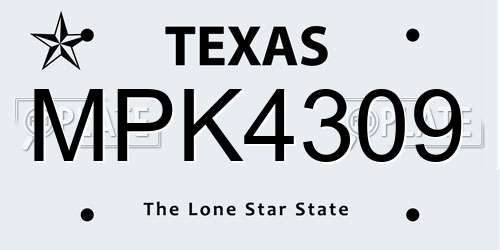 MPK4309 Texas License Plate