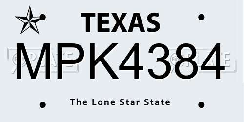 MPK4384 Texas License Plate