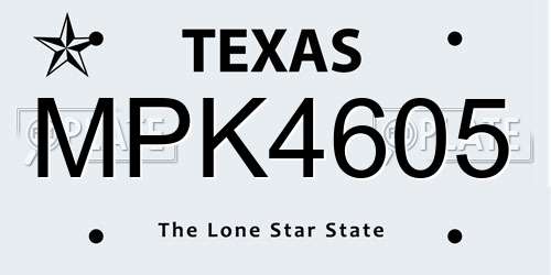 MPK4605 Texas License Plate