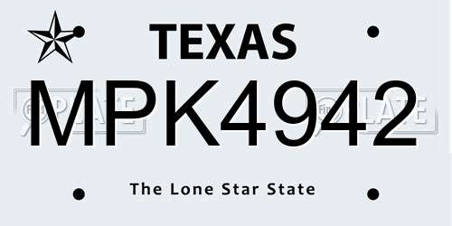 MPK4942 Texas License Plate