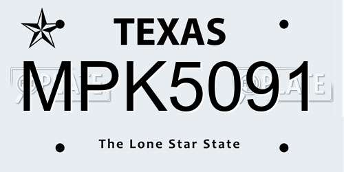 MPK5091 Texas License Plate