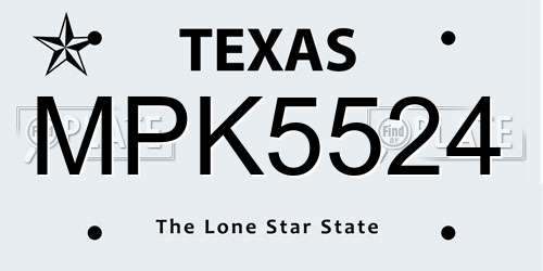 MPK5524 Texas License Plate