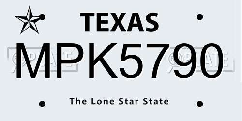 MPK5790 Texas License Plate