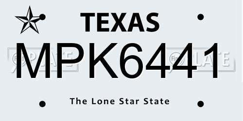 MPK6441 Texas License Plate