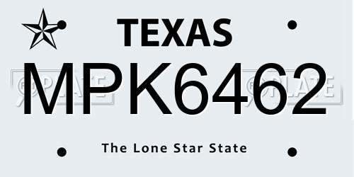 MPK6462 Texas License Plate