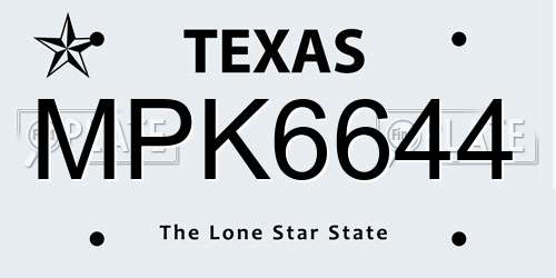 MPK6644 Texas License Plate