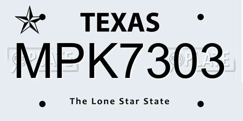 MPK7303 Texas License Plate