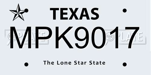 MPK9017 Texas License Plate