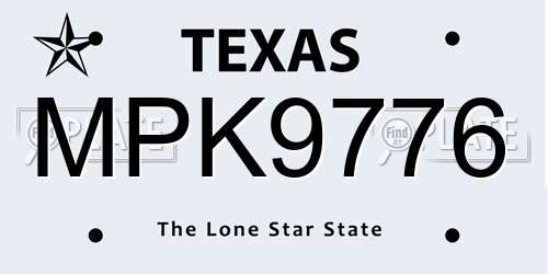 MPK9776 Texas License Plate