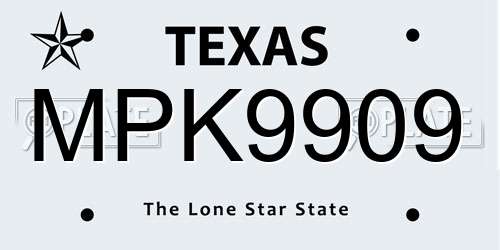 MPK9909 Texas License Plate