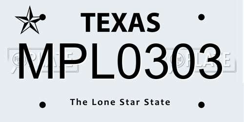 MPL0303 Texas License Plate