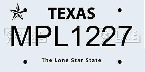 MPL1227 Texas License Plate