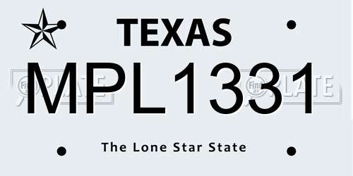 MPL1331 Texas License Plate