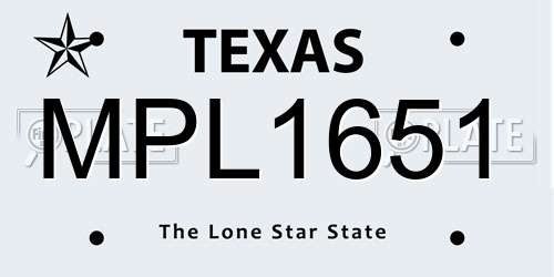 MPL1651 Texas License Plate