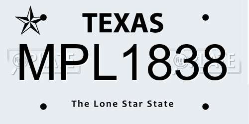 MPL1838 Texas License Plate