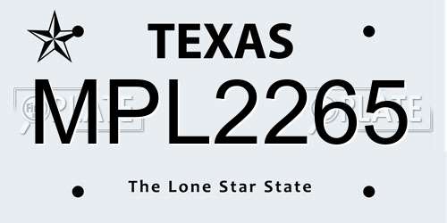 MPL2265 Texas License Plate