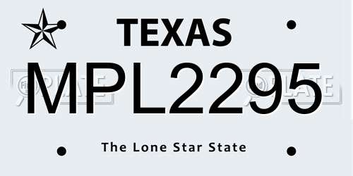 MPL2295 Texas License Plate