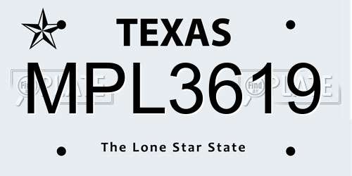 MPL3619 Texas License Plate