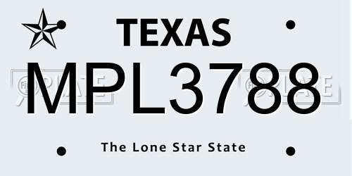 MPL3788 Texas License Plate