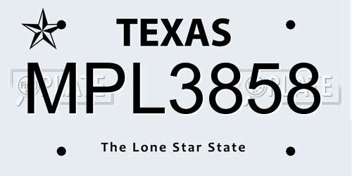 MPL3858 Texas License Plate