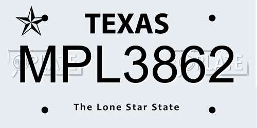MPL3862 Texas License Plate