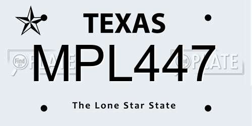 MPL447 Texas License Plate