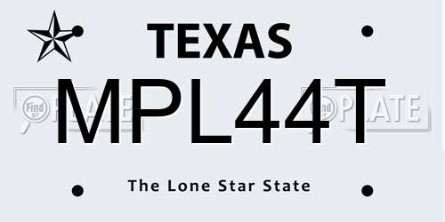 MPL44T Texas License Plate
