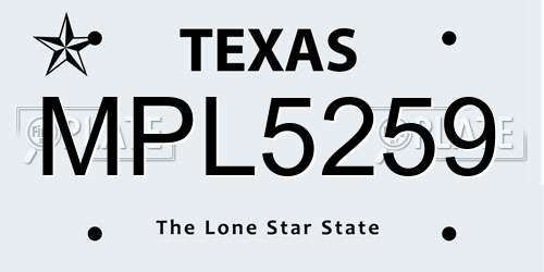 MPL5259 Texas License Plate