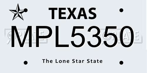 MPL5350 Texas License Plate