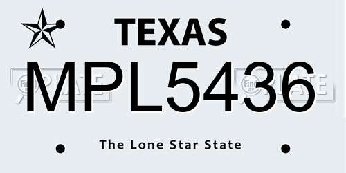 MPL5436 Texas License Plate